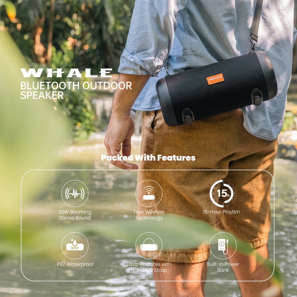 WHALE – Bluetooth IPX7 Waterproof Portable Outdoor Speaker with 30W Stereo Sound and USB Charge Out-2
