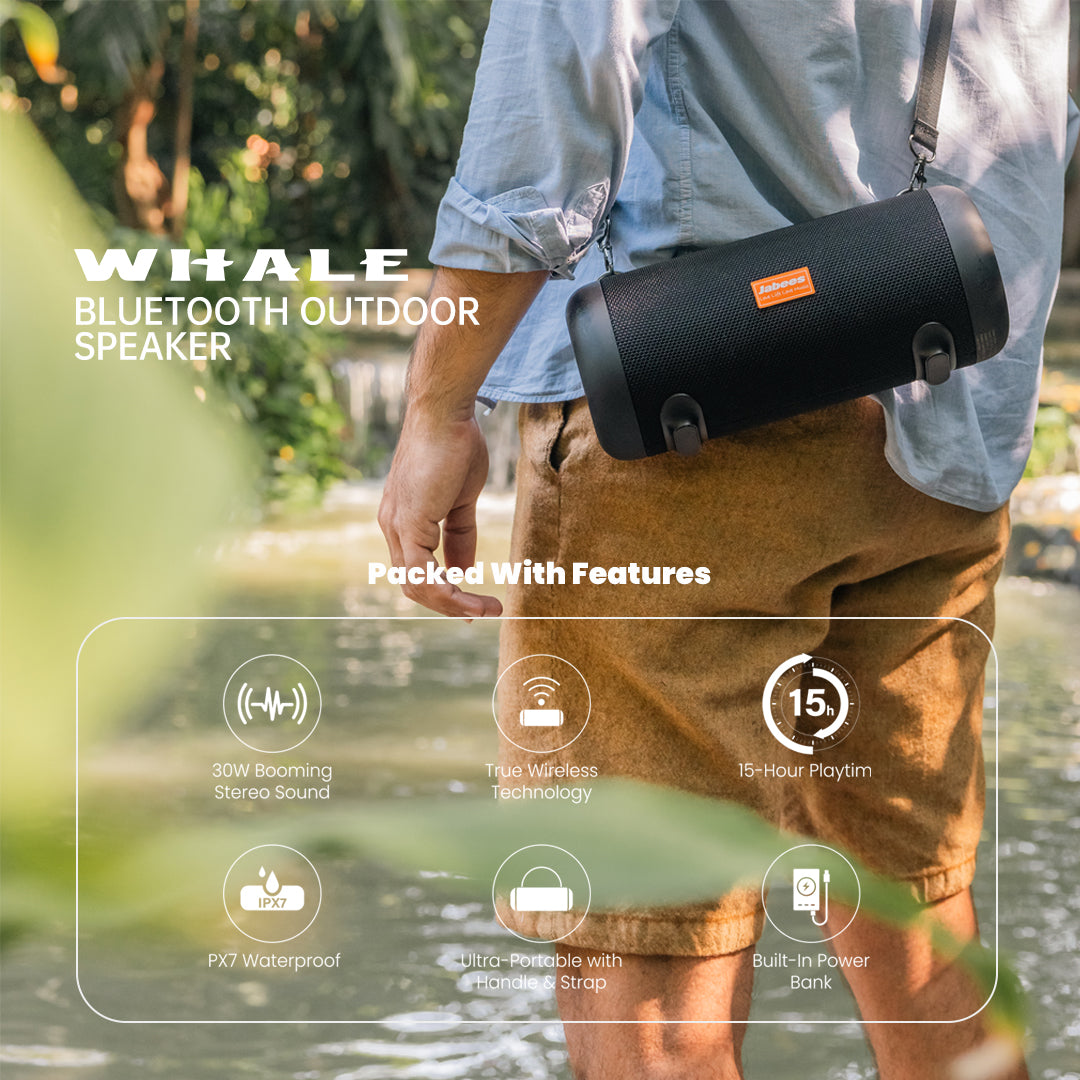 WHALE – Bluetooth IPX7 Waterproof Portable Outdoor Speaker with 30W Stereo Sound and USB Charge Out-2