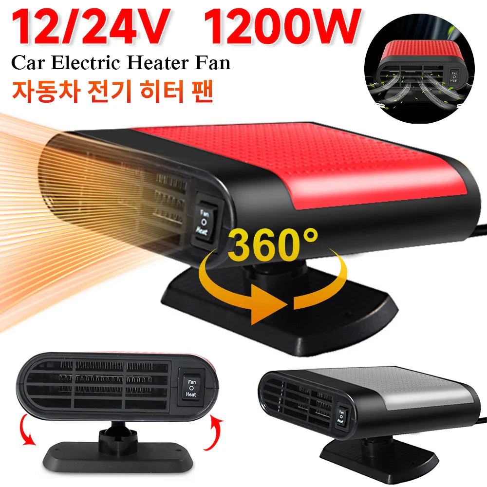 NNEOBA Electric Car Heater Cooling Fan  Windshield Defogger Demister Red-1